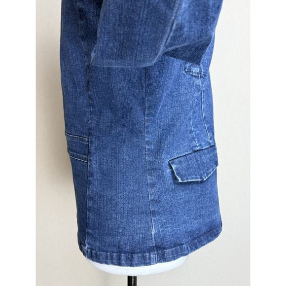 Talbots Women's Stretch Denim Jacket Full Zip Blue Sz 10 Fitted Pockets - Picture 6 of 16
